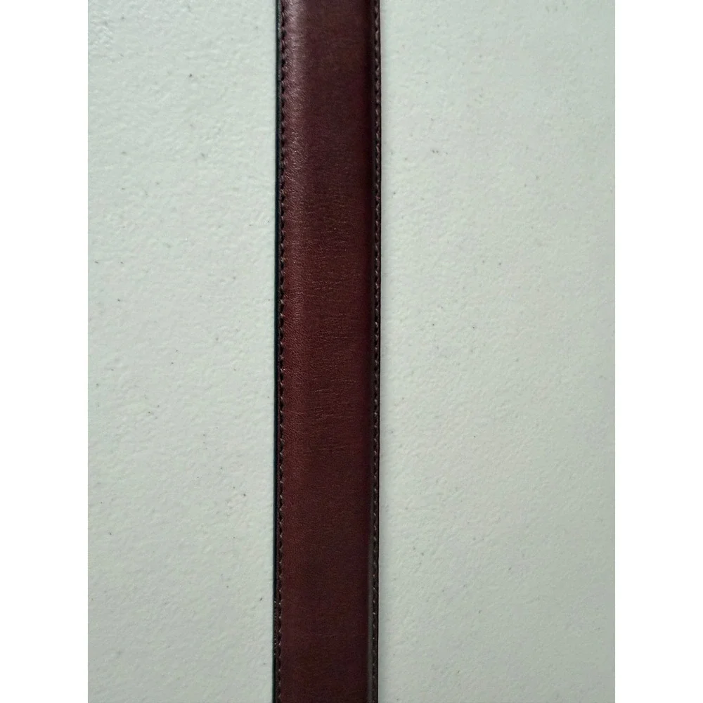 Polo Ralph Lauren Leather Belt 40 Brown Burgundy Brass Buckle Made in Italy